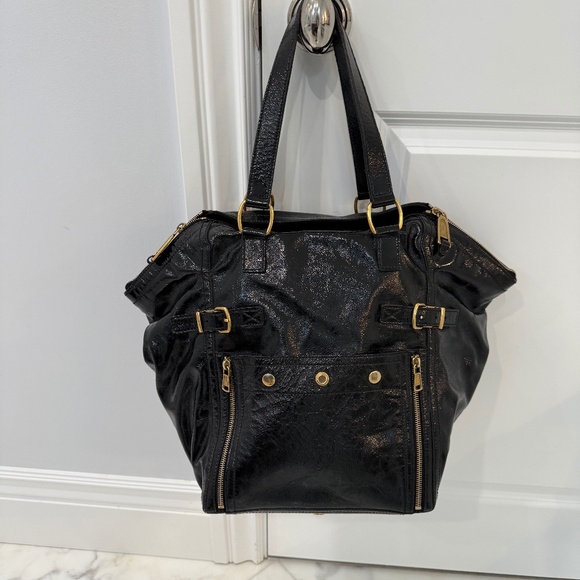 Yves Saint Laurent Patent Leather Downtown Tote Bag - Picture 1 of 13